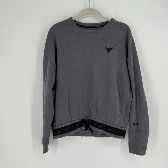 Under Armour project rock sweatshirt womens medium M gray pullover athletic - Picture 1 of 7